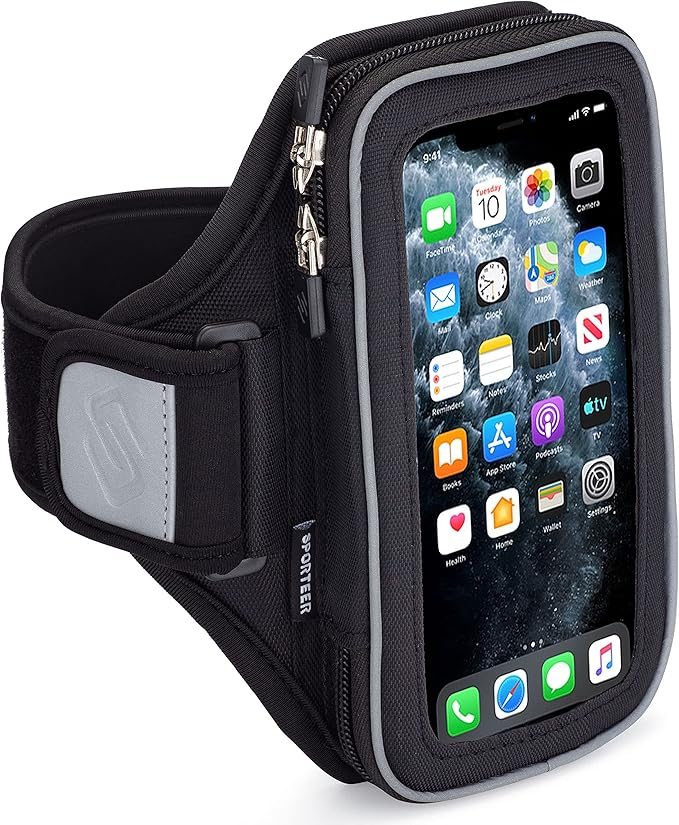 Sporteer Entropy E8 Running Armband - Compatible with iPhone 16 Pro Max, 16 Plus, 15/14 Pro Max, 16/15/14 Pro, iPhone 16/15/14, Galaxy S25+, S24+, S23+, Pixel, & Many More Mobile Phones - FITS Cases