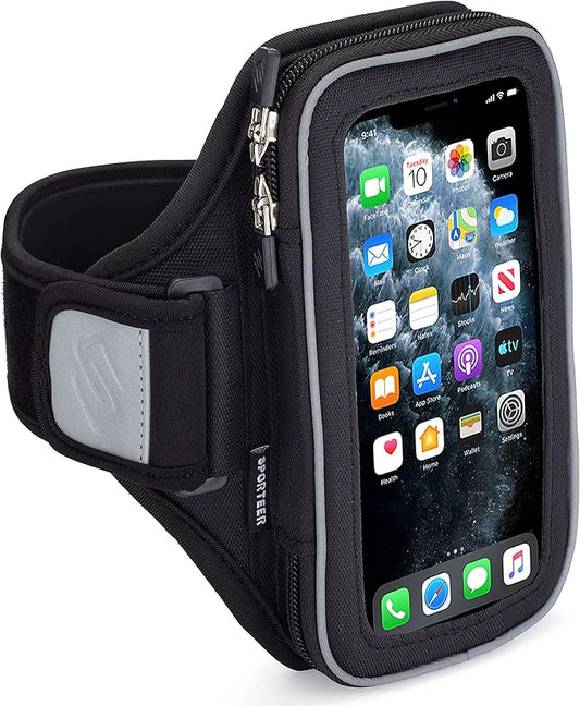 Sporteer Entropy E8 Running Armband - Compatible with iPhone 16 Pro Max, 16 Plus, 15/14 Pro Max, 16/15/14 Pro, iPhone 16/15/14, Galaxy S25+, S24+, S23+, Pixel, & Many More Mobile Phones - FITS Cases