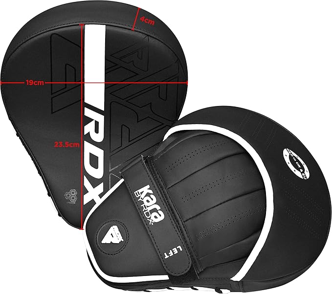 RDX Boxing Pads Curved Focus Mitts, Maya Hide Leather Kara Hook and jab Training Pads, Adjustable Strap Ventilated, MMA Muay Thai Kickboxing Coaching Martial Arts Punching Hand Target Strike Shield