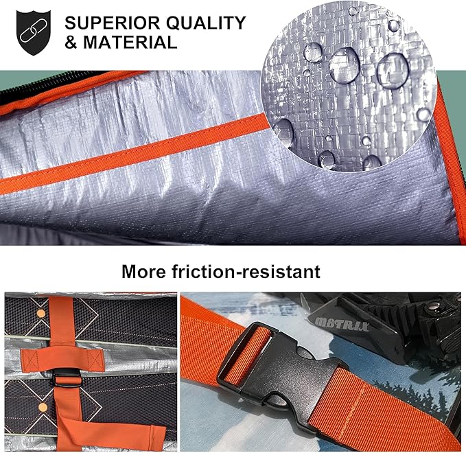 Unigear Snowboard Ski Bag for Air Travel, Reinforced Double Padded Snowboard Bag with EPE Dense, Water-Resistant and Durable up to 175cm Ski Snowboard Travel Bags for Flying