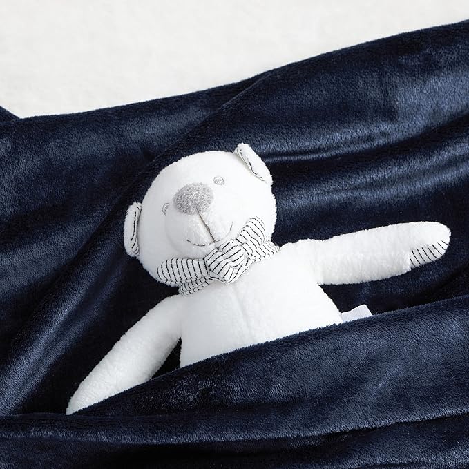 Bedsure Bedding Fleece Blanket for Girls and Boys - Soft Cozy Cute Small Throw Blankets for Travel, 43x55 Inches, Navy