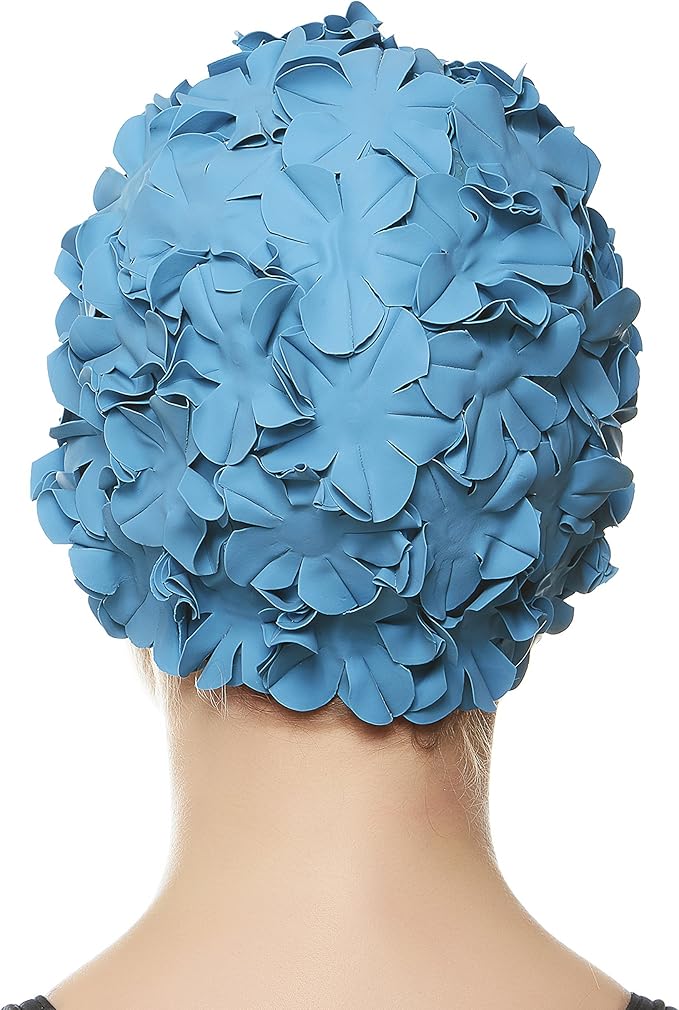 BEEMO Floral Petal Ladies Bathing Swim Cap Women Retro Swim Hat Long/Short Hair