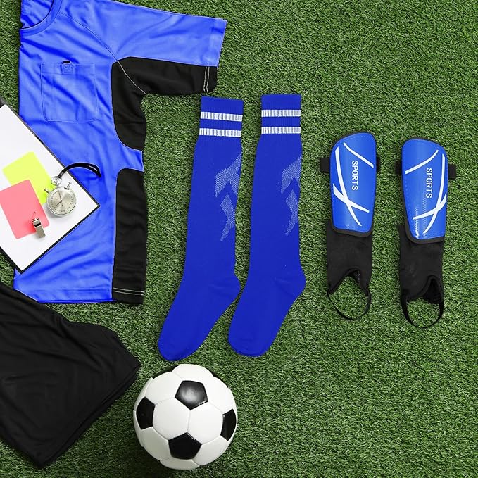 Soccer Shin Guards and Socks Kids Youth Lightweight Soccer Pads Defender with Ankle Protection Ski Shin Guards Football Equipment for Age 4-14 Toddler Boys Girls Teens