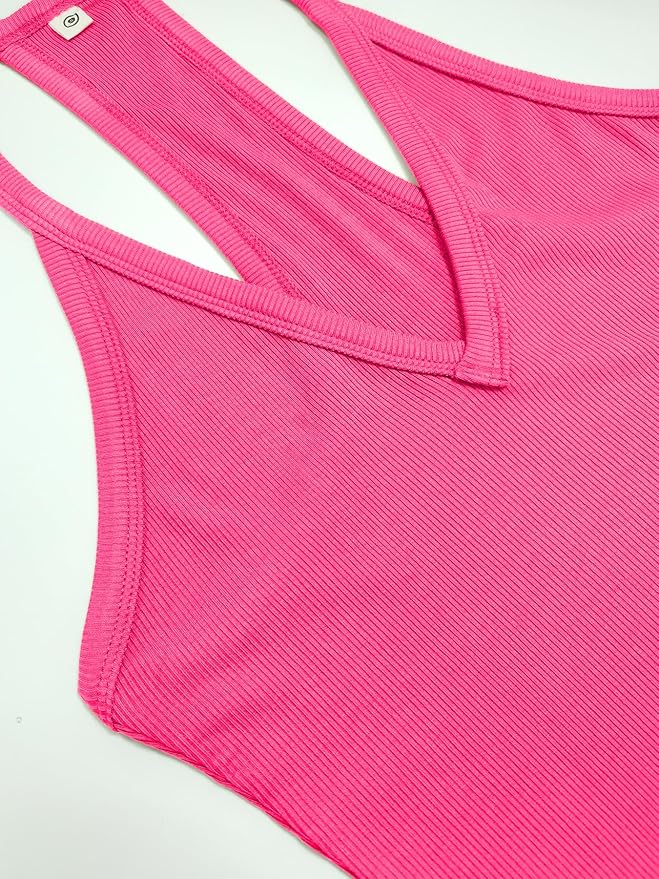 iGENJUN Workout Tops for Women Racerback Basic Tank Summer 2025 Camisole V Neck Slim Fit Ribbed Sleeveless