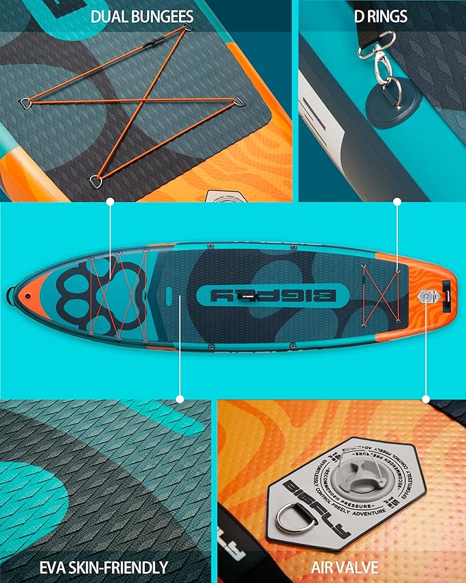 Bigfly 11'6×35" Super Wide Inflatable Stand Up Paddle Board, Ultra Stable Wide SUP for 2+1 People/Family/Big Size, 100L Backpack, All-Round Sup Board, US Big Fin