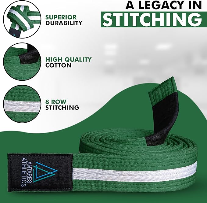 Brazilian Jiu Jitsu Belts Preshurunk Martial Arts Youth BJJ Belts for Girls & Boys with BJJ Ranking Stripes