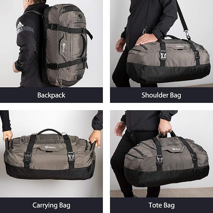 Ubon Large Duffel Bag Weekender Bags with Shoe Compartments 4-Way Sports Gym Backpack with Padded Straps Camping Traveling Duffle Bag