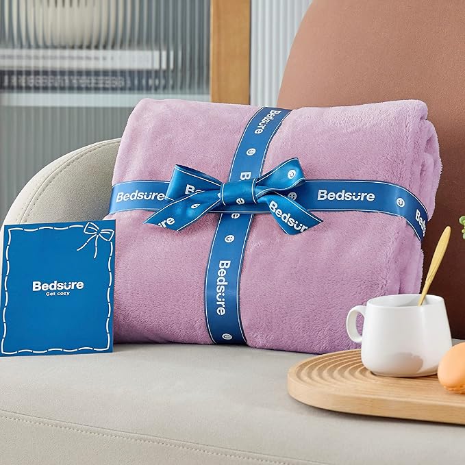 Bedsure Fleece Throw XL Blanket Light Purple - 300GSM Soft Lightweight Plush Cozy Blankets for Bed, Sofa, Couch, Travel, Camping, 50x70 inches