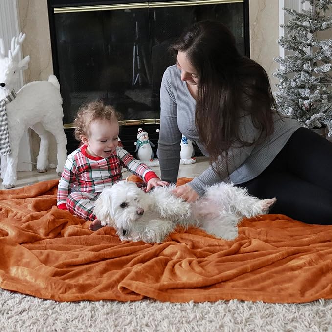 Bedsure Fleece Throw XL Blanket Burnt Orange - 300GSM Soft Lightweight Plush Cozy Blankets for Bed, Sofa, Couch, Travel, Camping, 50x70 inches