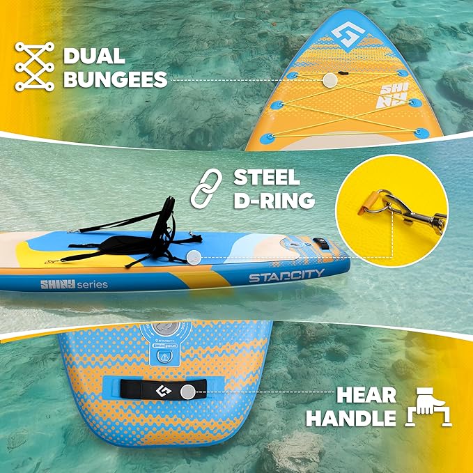 Starcity 11'*34"*6" Blow Up Paddle Board, Inflatable Paddle Board,Paddle Board,Spacious and Stable, Anti Slip and Easy to Operate, Large Size Suitable for Single Person/Family/Pet Use.