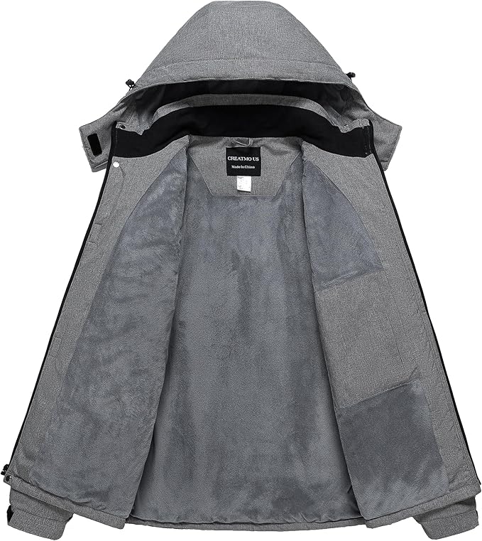 CREATMO US Men's Mountain Waterproof Ski Jacket - Windproof Snowboarding Warm Winter Coat Raincoat