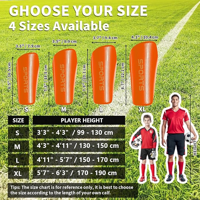 Soccer Shin Guards for Kids Youth Adults - Shin Pads and Sleeves with Optimized Insert Pocket for Boys Girls Men Women for Football Games - Protective Soccer Equipment