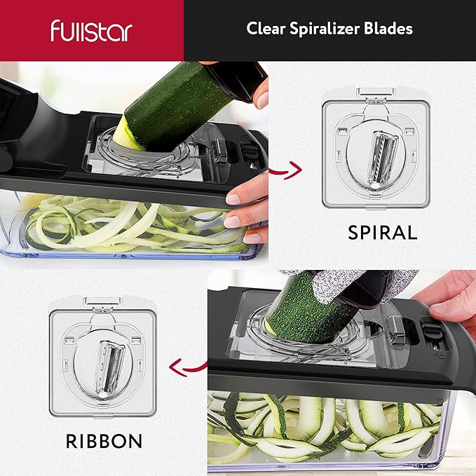 Fullstar The Original Pro Chopper - Vegetable Chopper and Spiralizer, Food Chopper with Container, Fruit Slicer, Kitchen Gadgets & Accessories, Home Essentials (4 in 1, Clear)