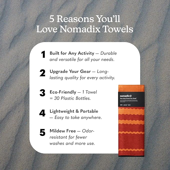 Nomadix Original Towel - Perfect for Beach, Pool, Travel, Camping, Yoga - Made with Recycled Materials - Super Absorbent - Sand Resistant