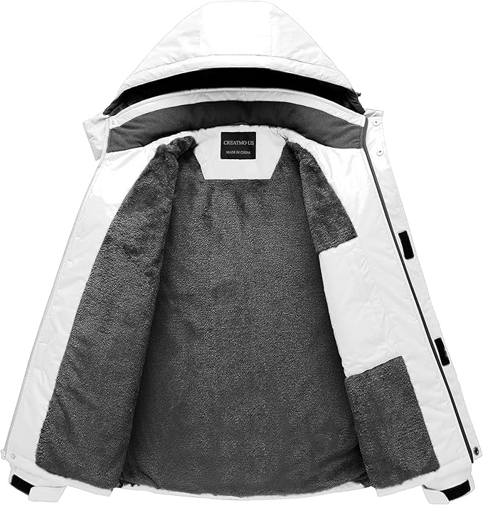 CREATMO US Men's Mountain Waterproof Ski Jacket - Windproof Snowboarding Warm Winter Coat Raincoat