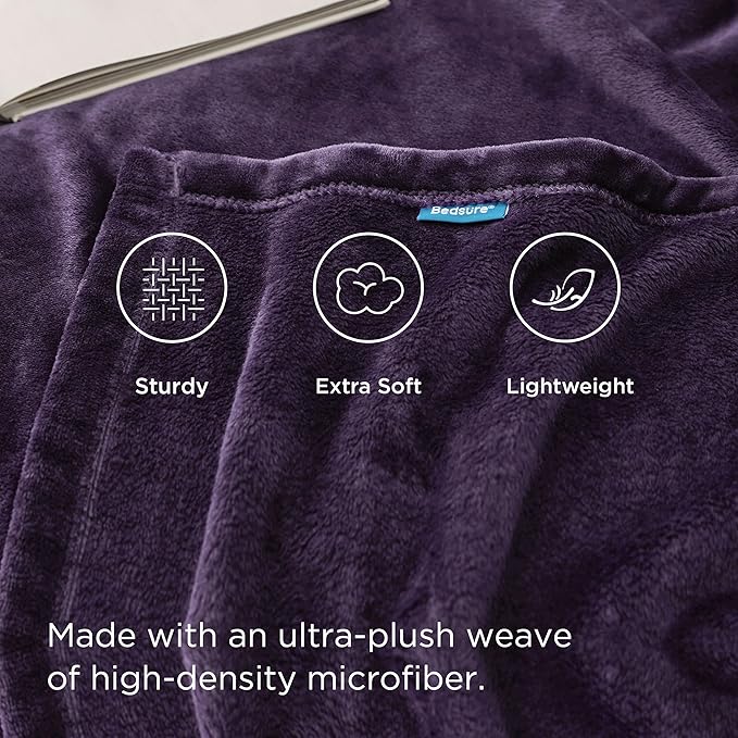 Bedsure Fleece Blanket Twin Blanket Purple - 300GSM Soft Lightweight Plush Cozy Twin XL Blankets for Bed, Sofa, Couch, Travel, Camping, 66 inch X 90 inch