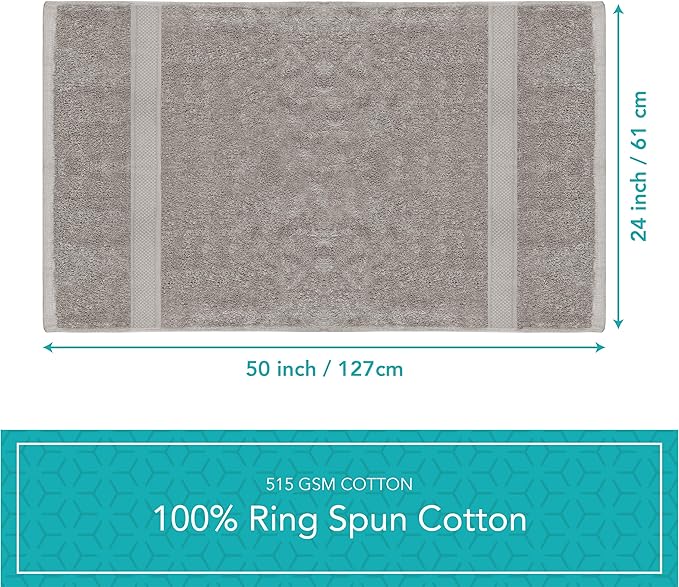 Pleasant Home Bath Towels Set of 6 (24” x 50”) 100% Cotton, 515 GSM | Lightweight, Soft & Absorbent Luxury Towels for Bathroom | for Gym, Pool & Spa | 6 Pack, Gray