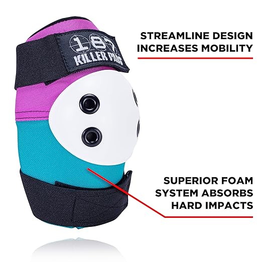 187 Killer Pads Six Pack Pad Set, Elbow Pads, Knee Pads, and Wrist Guards - Ideal for Skateboarding, Roller Skating, and Inline Skating
