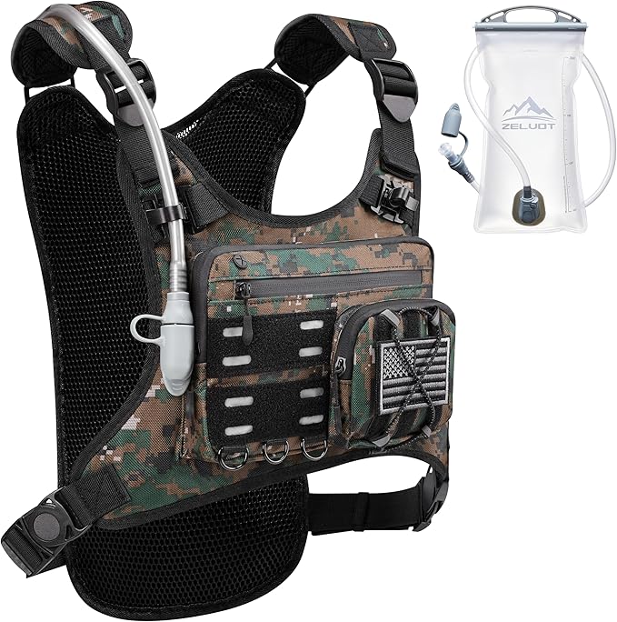 Running Vest with 2L Water Bladder, USA Original Patent, Lightweight Adjustable Chest Pack with Gear Holder, Reflective Running Hydration Vest for Women Men for Marathon