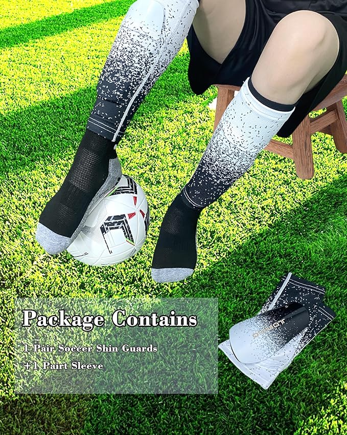 TOMIYO Soccer Shin Guards,Shin Guards Soccer Kids 10-12 and Shin Pad Sleeves with Inserted Pocket,Protective Soccer Equipment for Youth Adult,espinilleras de Futbol para Hombres for Team Sports