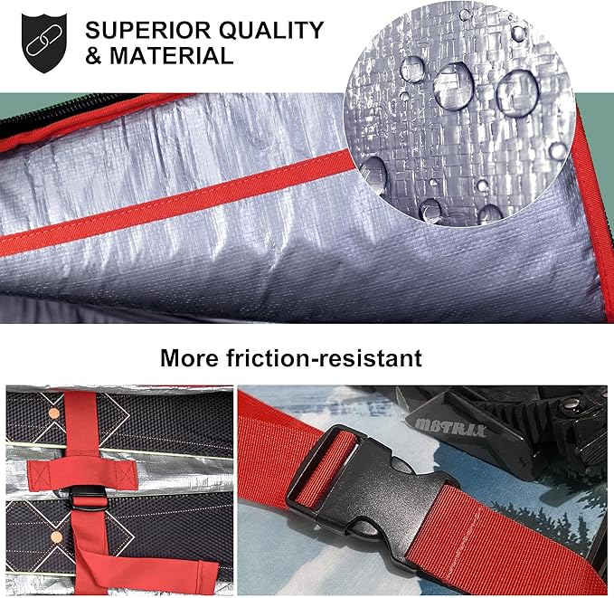 Unigear Snowboard Ski Bag for Air Travel, Reinforced Double Padded Snowboard Bag with EPE Dense, Water-Resistant and Durable up to 175cm Ski Snowboard Travel Bags for Flying