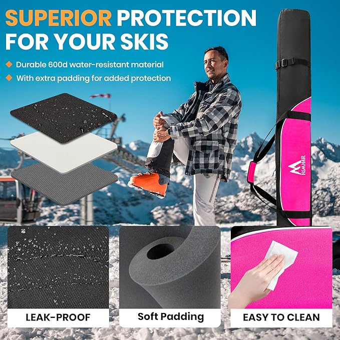 Ski Bag and Ski Boot Bag Combo-Padding Skis Bag for Air Travel,Water Proof Ski Boot Bag Fits for Skis Up to 200 CM and Boots Up To Size US13,Adults Ski Travel Bag