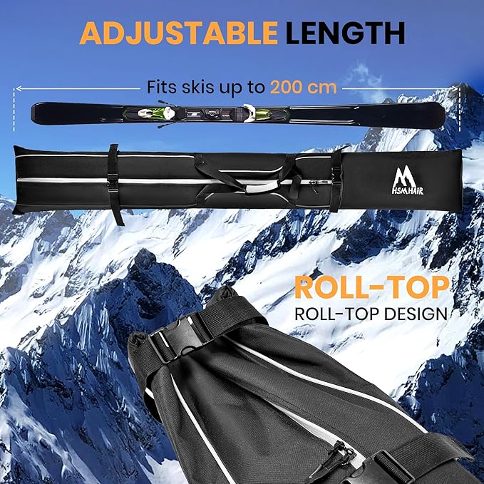 Ski Bag and Boot Bag Combo,Padded Ski Bag Set for Air Travel,Snow Ski Bags for Adults,Water- resistant Ski Boot Bag Fits for Skis Up to 200 CM and Boots Up To Size US13