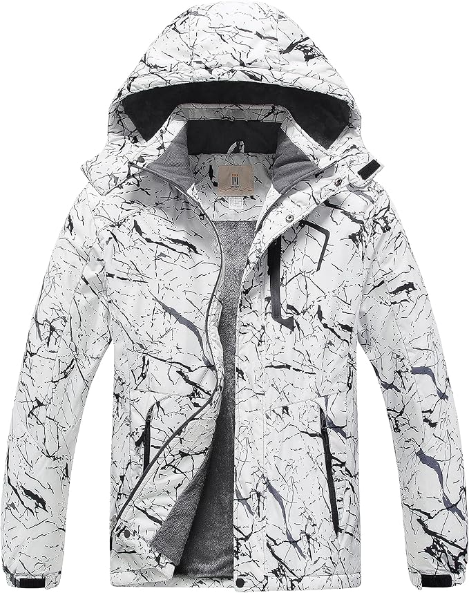 CREATMO US Men's Mountain Waterproof Ski Jacket - Windproof Snowboarding Warm Winter Coat Raincoat