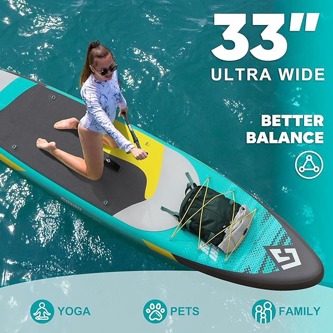 Starcity 11'*34"*6" Blow Up Paddle Board, Inflatable Paddle Board,Paddle Board,Spacious and Stable, Anti Slip and Easy to Operate, Large Size Suitable for Single Person/Family/Pet Use.