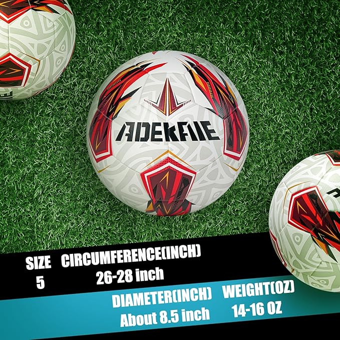 Soccer Ball Size 5 for All Age Recreational or Professional Outdoor Practice, PU Official Size&Weight, Size 5 Soccer Ball for Boys Youth Adults College Team, Ideal Gifts with Pump and Carry Net