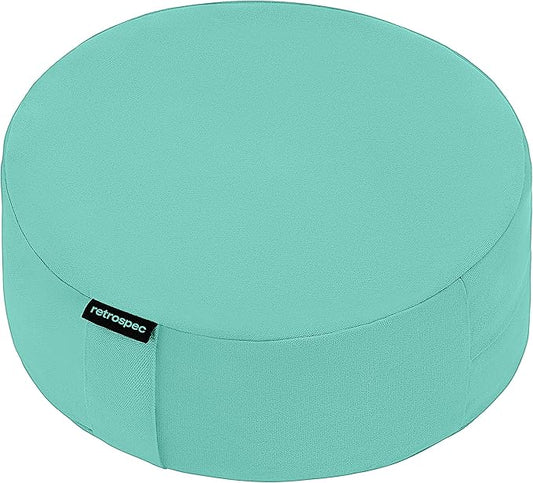 Retrospec Sedona Zafu Meditation Cushion Filled w/Buckwheat Hulls - Yoga Pillow for Meditation Practices - Machine Washable 100% Cotton Cover & Durable Carry Handle, Round