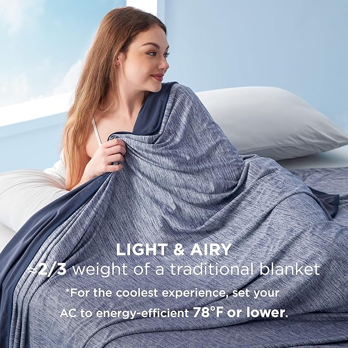 Bedsure Summer Cooling Blanket King Size for Hot Sleepers with Sports Mesh Design, Arc-Chill Q-Max 0.4 Lightweight Breathable Ice Cold Blanket for Night Sweats, 108 x 90 Inches, Mesh Navy