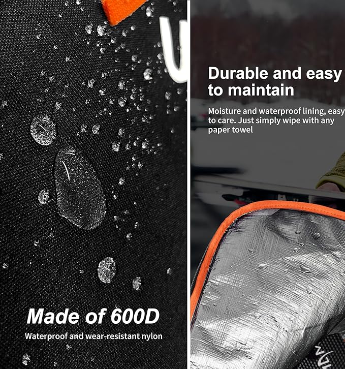 Unigear Ski Bag for Air Travel, 360° Fully Padded Protection, Water-Resistant and Durable up to 192cm for Snow Air Travel Transport