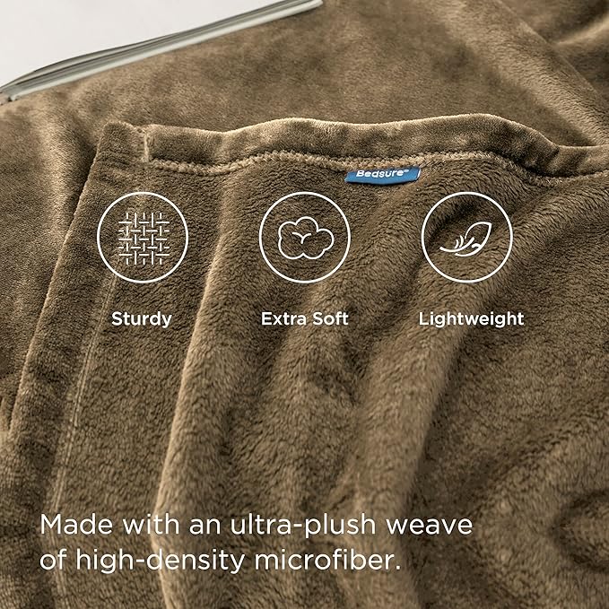 Bedsure Fleece Throw XL Blanket Camel - 300GSM Soft Lightweight Plush Cozy Blankets for Bed, Sofa, Couch, Travel, Camping, 50x70 inches