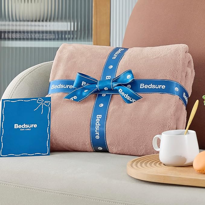 Bedsure Fleece Throw XL Blanket Dusty Pink - 300GSM Soft Lightweight Plush Cozy Blankets for Bed, Sofa, Couch, Travel, Camping, 50x70 inches