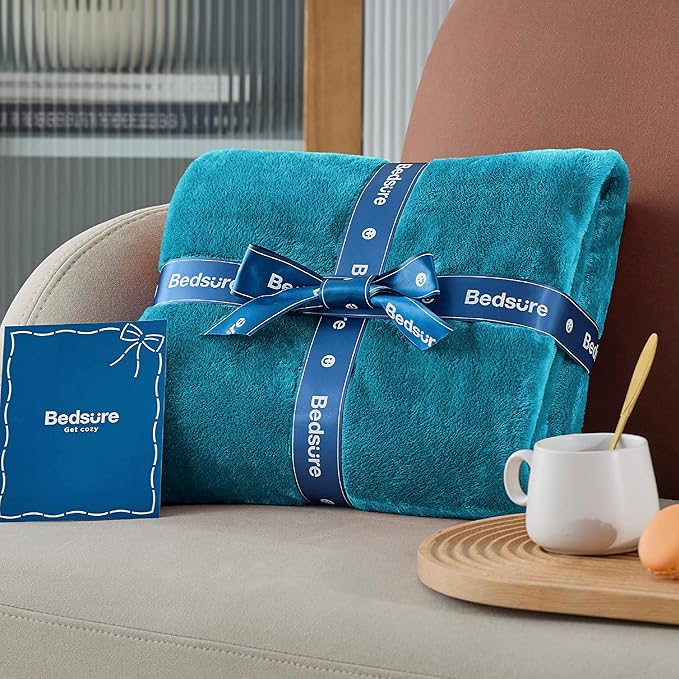 Bedsure Bedding Fleece Blanket for Girls and Boys - Soft Cozy Cute Small Throw Blankets for Travel, 43x55 Inches,Teal Blue