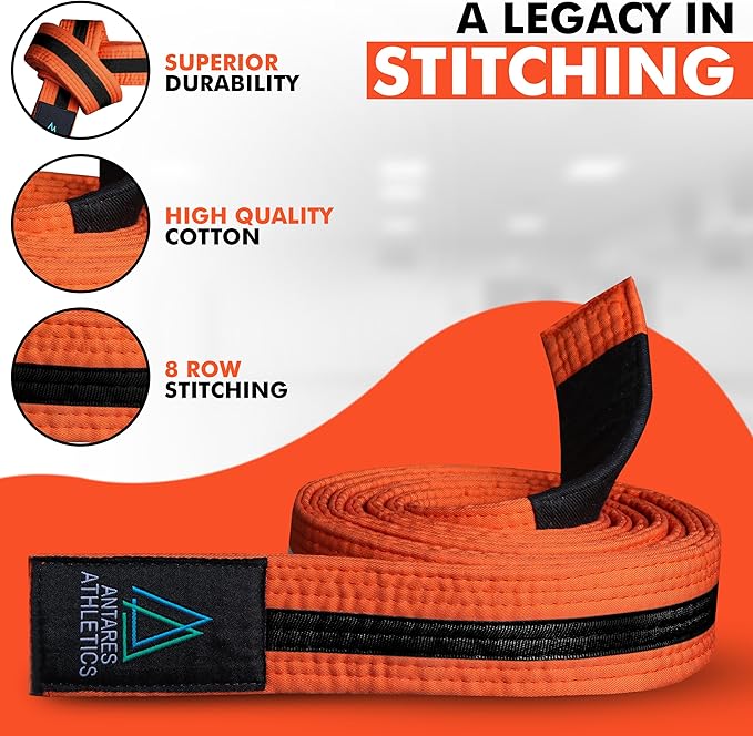 Brazilian Jiu Jitsu Belts Preshurunk Martial Arts Youth BJJ Belts for Girls & Boys with BJJ Ranking Stripes