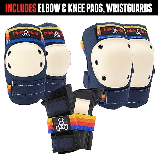 Triple Eight Saver Series 3-Pack Pad Set– Ideal for Skateboarding, In-line Skating, Roller Skating, and Biking
