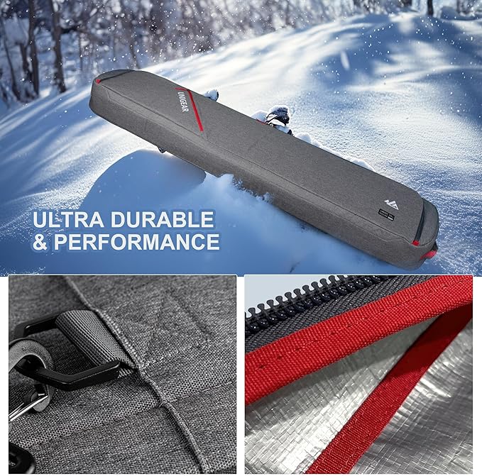 Unigear Snowboard Ski Bag for Air Travel, Reinforced Double Padded Snowboard Bag with EPE Dense, Water-Resistant and Durable up to 175cm Ski Snowboard Travel Bags for Flying