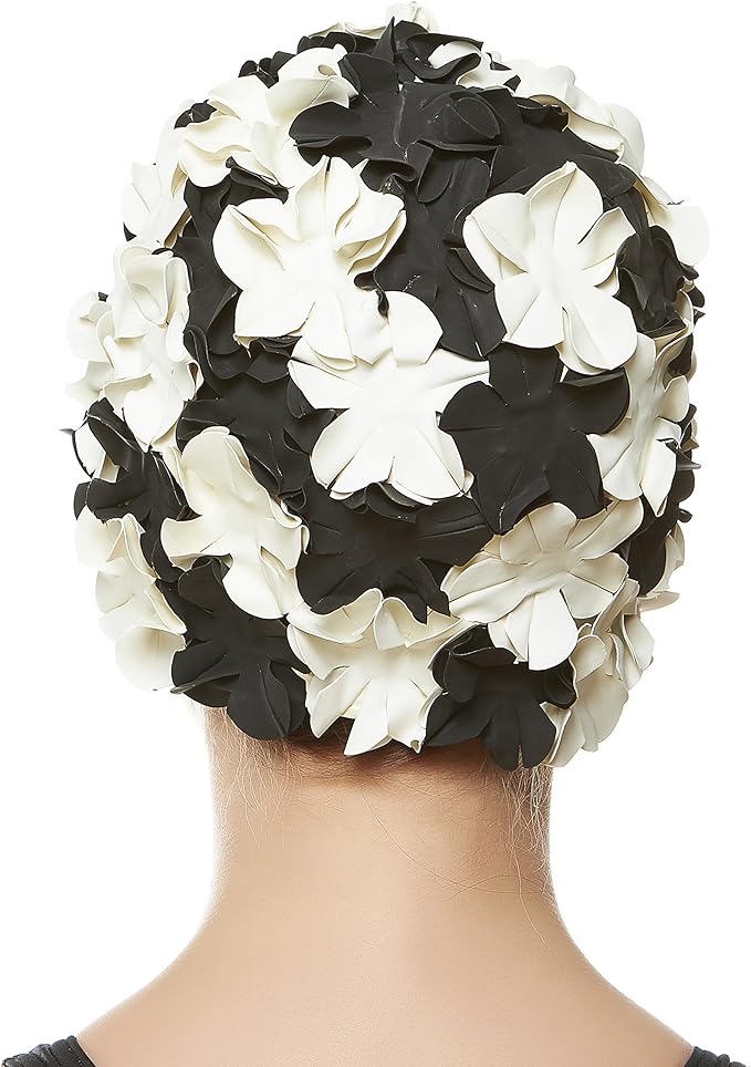 BEEMO Floral Petal Ladies Bathing Swim Cap Women Retro Swim Hat Long/Short Hair