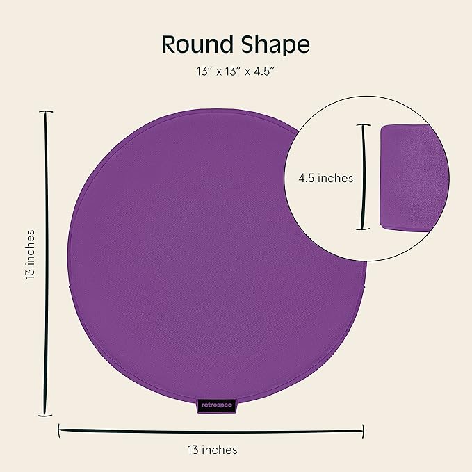 Retrospec Sedona Zafu Meditation Cushion Filled w/Buckwheat Hulls - Yoga Pillow for Meditation Practices - Machine Washable 100% Cotton Cover & Durable Carry Handle, Round