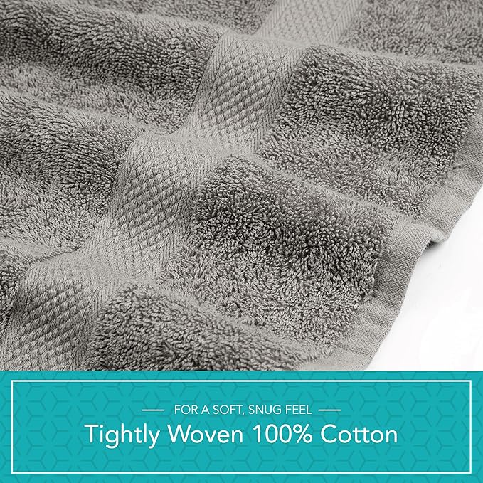 Pleasant Home Bath Towels Set of 6 (24” x 50”) 100% Cotton, 515 GSM | Lightweight, Soft & Absorbent Luxury Towels for Bathroom | for Gym, Pool & Spa | 6 Pack, Gray