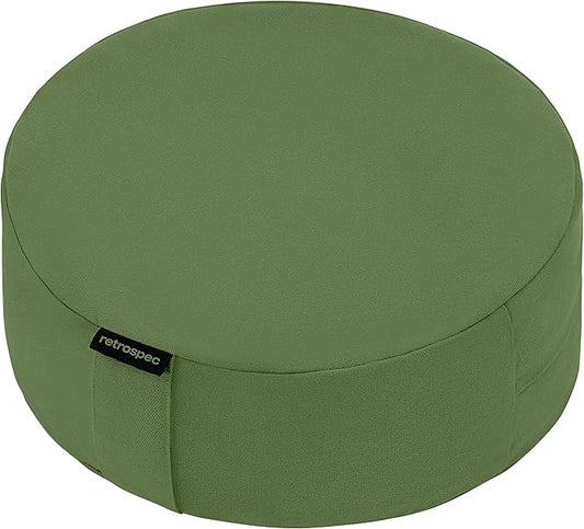 Retrospec Sedona Zafu Meditation Cushion Filled w/Buckwheat Hulls - Yoga Pillow for Meditation Practices - Machine Washable 100% Cotton Cover & Durable Carry Handle, Round