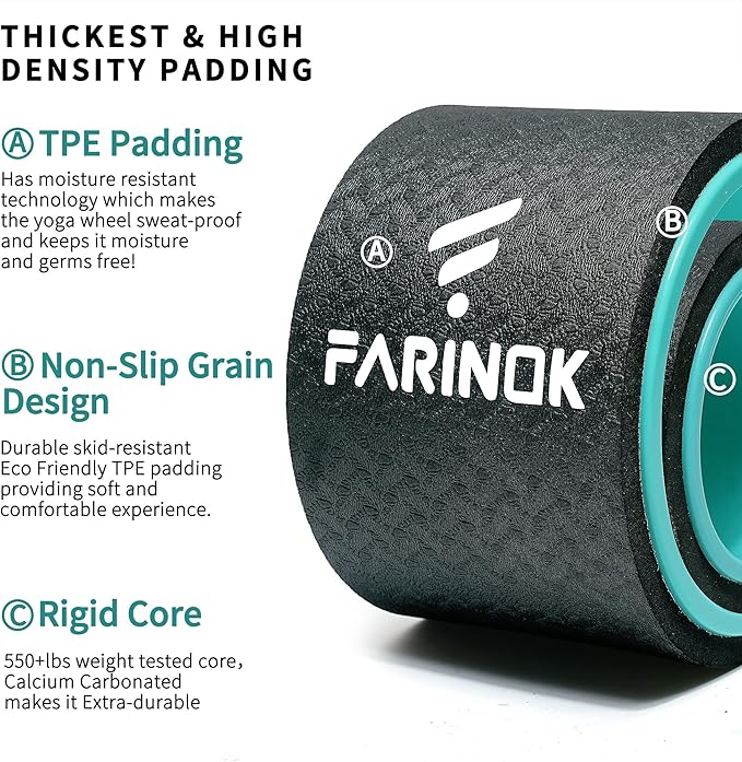 Yoga Wheel Set of 2, Upgraded 10MM Thick Back Wheels for Pain Relief & Stretching, Strongest Back Roller for Deep Tissue Massage, Improving Yoga Poses Backbend