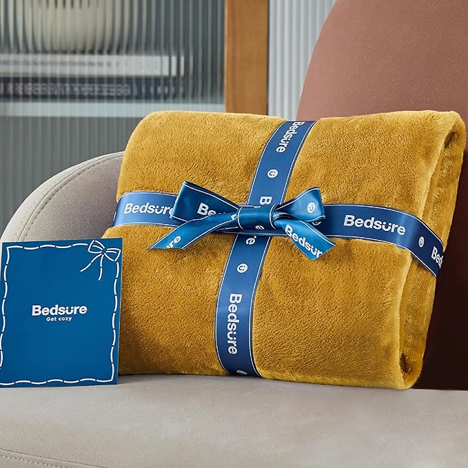 Bedsure Gold Fleece Throw Blanket - 300GSM Blankets for Couch, Sofa, Bed, Soft Lightweight Plush Cozy Throws for Toddlers, 50x60 inches