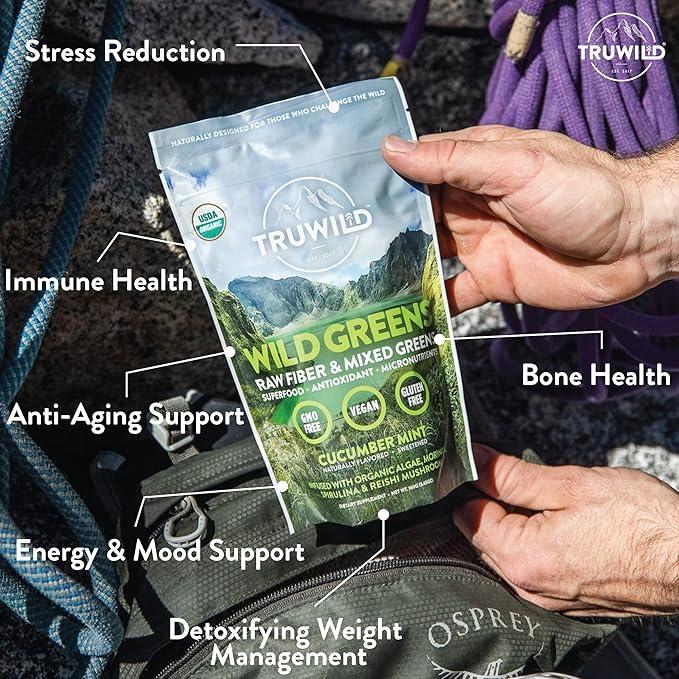 TruWild Greens Superfood Cucumber Powder, with 22+ Greens & Anti-Oxidants, Delicious Green Juice Powder, Natural Immune, Stress, Digestion Support, 30 Servings Per Tub (Cucumber Mint)