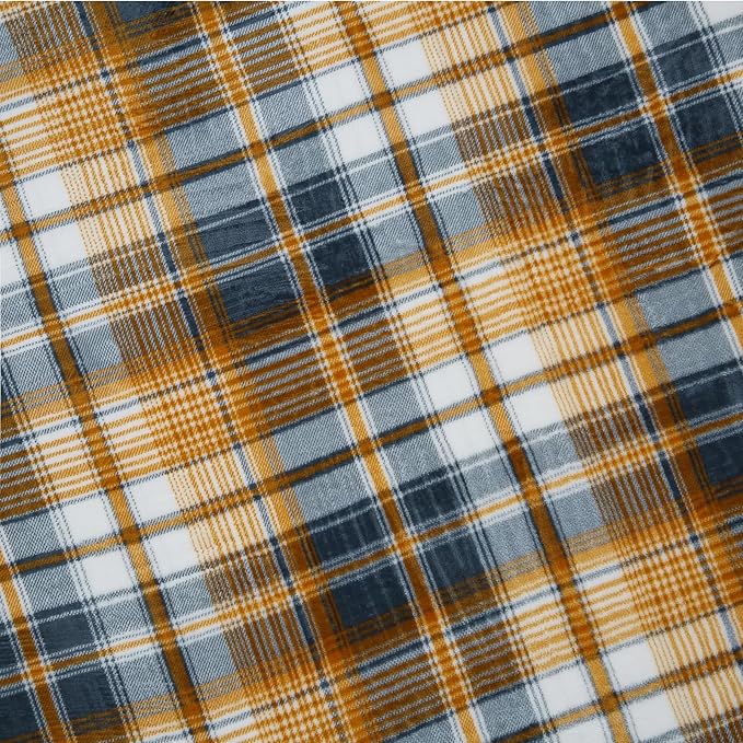 PU MEI Sherpa Blanket Queen Plaid Thick Bed Blanket, 80”*90” Super Soft Flannel Fuzzy Fleece Reversible Velvet Plush Warm Blanket for Couch (Blue Yellow Check)