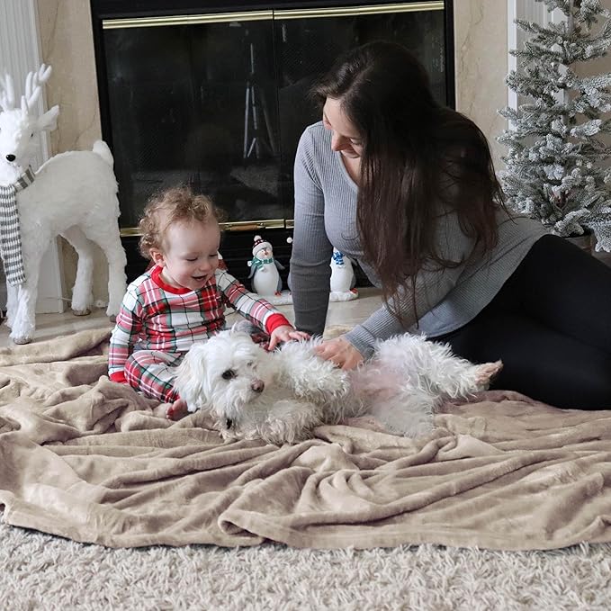 Bedsure Fleece Throw Blanket for Couch Oxford Tan - Lightweight Plush Fuzzy Cozy Soft Blankets and Throws for Sofa, 50x60 inches