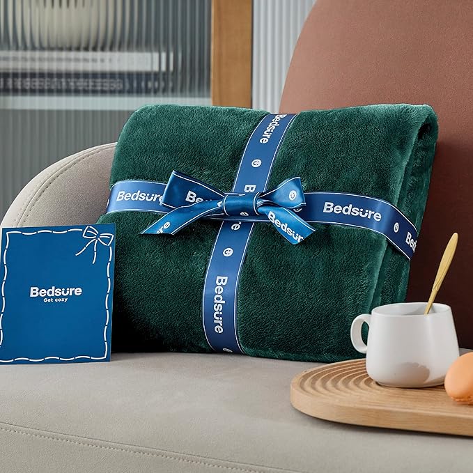 Bedsure Fleece Blanket Twin Size Emerald Green - 300GSM Lightweight Plush Fuzzy Cozy Soft Warm Blanket for Bed, Sofa, Couch, Travel, Camping, 60x80 inches