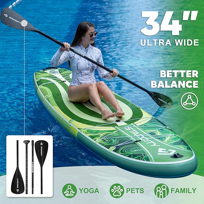 Starcity 11'6"*34"*6" Stand Up Paddle Board,Inflatable Paddle Boards for Adults w/a Simple and Non Slip Design, Moderate Length and Easy Operation, Suitable for Adults.